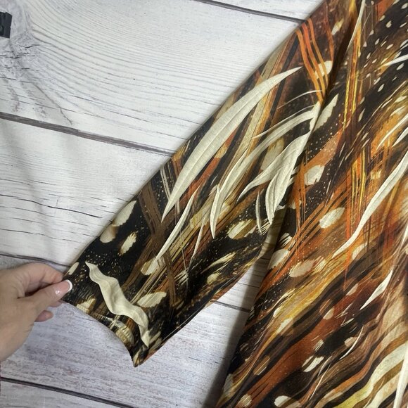 Chico's Tigers Eye Animal Print Top 3(XL 16) Knit Fall Autumn Rhinestones BOHO‎ - Picture 6 of 15